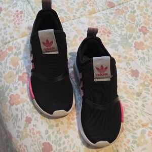 Adidas Black and Pink Slip-On Sneakers
